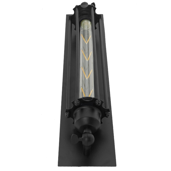 GloboStar® TUBULAR 01033 Vintage Industrial Φωτιστικό Τοίχου Απλίκα Δίφωτο Μαύρο Μεταλλικό Πλέγμα Μ14 x Π13 x Υ47cm