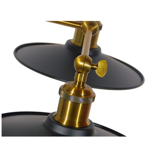 GloboStar® TWINS 01069 Vintage Industrial Φωτιστικό Τοίχου Απλίκα Δίφωτο Μαύρο Μεταλλικό Καμπάνα Φ21 x Μ30 x Π60 x Υ18cm