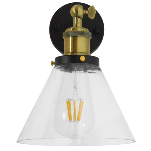 Globostar® CATHERINE 01074 Vintage Φωτιστικό Τοίχου Απλίκα Μονόφωτο Χρυσό Μεταλλικό με Γυάλινη Καμπάνα Φ18 x Μ26 x Π14.5 x Υ25cm