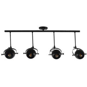 GloboStar® CANNES 01082 Μοντέρνο Φωτιστικό Οροφής Πολύφωτο Μαύρο Μεταλλικό Ράγα Μ108 x Π12 x Υ48cm