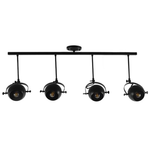 GloboStar® CANNES 01082 Μοντέρνο Φωτιστικό Οροφής Πολύφωτο Μαύρο Μεταλλικό Ράγα Μ108 x Π12 x Υ48cm