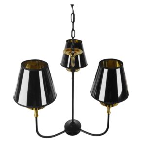 GloboStar® LIMI 01091 Vintage Industrial Κρεμαστό Φωτιστικό Οροφής Τρίφωτο Μαύρο Μεταλλικό Πολυέλαιος με Καπέλο Φ56 x Y54cm