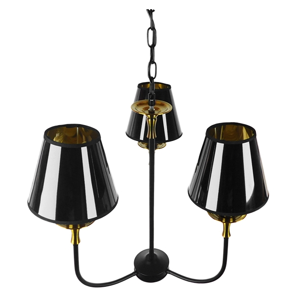 GloboStar® LIMI 01091 Vintage Industrial Κρεμαστό Φωτιστικό Οροφής Τρίφωτο Μαύρο Μεταλλικό Πολυέλαιος με Καπέλο Φ56 x Y54cm