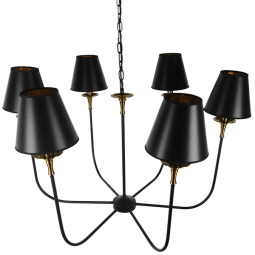 GloboStar® LIMI 01092 Vintage Industrial Κρεμαστό Φωτιστικό Οροφής Πολύφωτο Μαύρο Μεταλλικό Πολυέλαιος με Καπέλο Φ100 x Y65cm