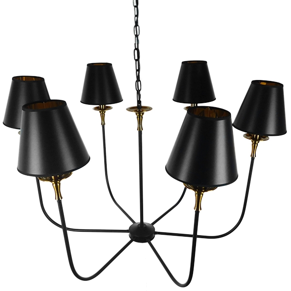 GloboStar® LIMI 01092 Vintage Industrial Κρεμαστό Φωτιστικό Οροφής Πολύφωτο Μαύρο Μεταλλικό Πολυέλαιος με Καπέλο Φ100 x Y65cm