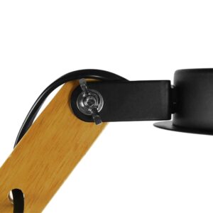 GloboStar® OLD SCHOOL 01093 Μοντέρνο Industrial Φωτιστικό Οροφής Τρίφωτο Μαύρο Μεταλλικό με Φυσικό Ξύλο Καμπάνα Φ75 x Y38cm