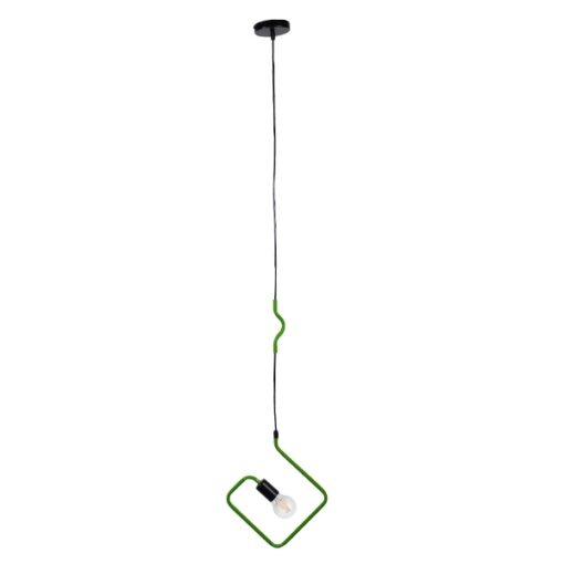 GloboStar® LIBBY 01096-1 Μοντέρνο Κρεμαστό Παιδικό Φωτιστικό Οροφής Μονόφωτο 1 x E27 Πράσινο Μεταλλικό Φ31 x Υ100cm