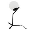 GloboStar® ELFIS BLACK 01100 Μοντέρνο Επιτραπέζιο Φωτιστικό Πορτατίφ Μονόφωτο Μαύρο Μεταλλικό με Λευκό Γυαλί Φ15 x Υ43cm