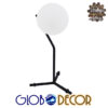 GloboStar® ELFIS BLACK 01100 Μοντέρνο Επιτραπέζιο Φωτιστικό Πορτατίφ Μονόφωτο Μαύρο Μεταλλικό με Λευκό Γυαλί Φ15 x Υ43cm