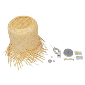 GloboStar® HAWAII 01103 Vintage Κρεμαστό Φωτιστικό Οροφής Μονόφωτο 1 x E27 Μπέζ Ξύλινο Ψάθινο Bamboo Φ40 x Υ43cm