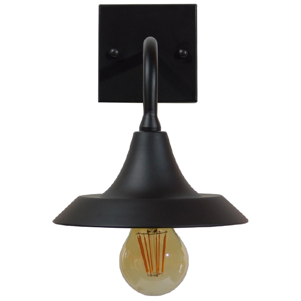 GloboStar® PHIA 01122 Vintage Industrial Φωτιστικό Τοίχου Απλίκα Μονόφωτο Μαύρο Μεταλλικό Καμπάνα Φ17 x Μ27 x Π17 x Υ20.5cm