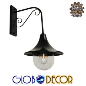 GloboStar® ANNIEL 01123 Vintage Φωτιστικό Τοίχου Απλίκα Μονόφωτο Μαύρο Μεταλλικό Καμπάνα Φ28 x Μ40.5 x Π28 x Υ56.5cm
