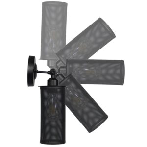 GloboStar® HOLVIA 01160 Vintage Industrial Φωτιστικό Τοίχου Απλίκα Μονόφωτο Μαύρο Μεταλλικό Πλέγμα Φ10 x Μ16 x Π12 x Υ34cm