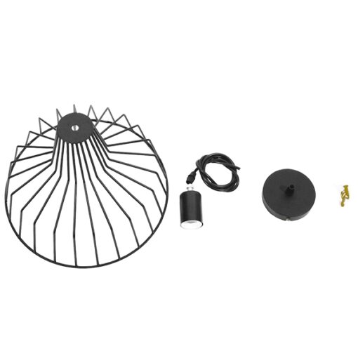 GloboStar® TERE 01165  Vintage Industrial Κρεμαστό Φωτιστικό Οροφής Μονόφωτο Μαύρο Μεταλλικό Πλέγμα Καμπάνα Φ30 x Y25cm