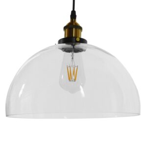 GloboStar® DARCY 01171 Vintage Κρεμαστό Φωτιστικό Οροφής Μονόφωτο 1 x E27 Γυάλινο Καμπάνα Φ30 x Y25cm