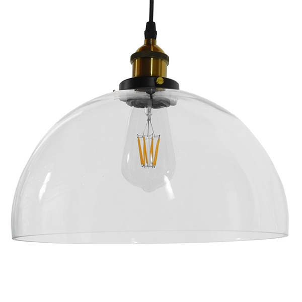 GloboStar® DARCY 01171 Vintage Κρεμαστό Φωτιστικό Οροφής Μονόφωτο 1 x E27 Γυάλινο Καμπάνα Φ30 x Y25cm