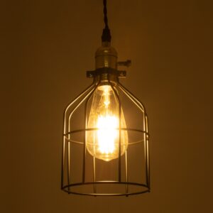 GloboStar® GALOT 01179 Vintage Industrial Κρεμαστό Φωτιστικό Οροφής Μονόφωτο 1 x E27 Μαύρο Μεταλλικό Πλέγμα Φ13.5 x Υ16cm