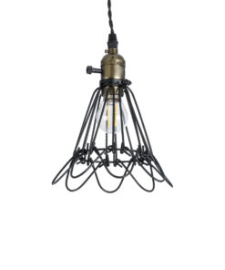 GloboStar® FLOWER IRON RUST 01181 Vintage Κρεμαστό Φωτιστικό Οροφής Μονόφωτο 1 x E27 AC220-240V IP20 – Φ10 x Υ20cm – Μαύρο Μεταλλικό Πλέγμα