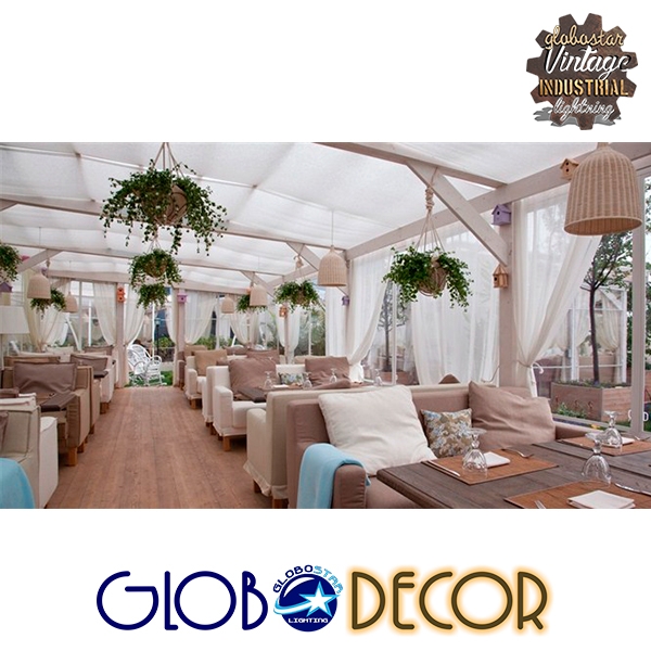 GloboStar® BAHAMAS 01202 Vintage Κρεμαστό Φωτιστικό Οροφής Μονόφωτο 1 x E27 Μπεζ Ξύλινο Ψάθινο Bamboo Φ30 x Υ47cm
