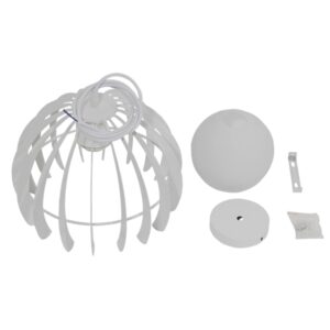 GloboStar® STEPHEN 01225 Μοντέρνο Κρεμαστό Φωτιστικό Οροφής Μονόφωτο Λευκό Μεταλλικό Πλέγμα με Λευκό Γυαλί Φ26 x Y21cm