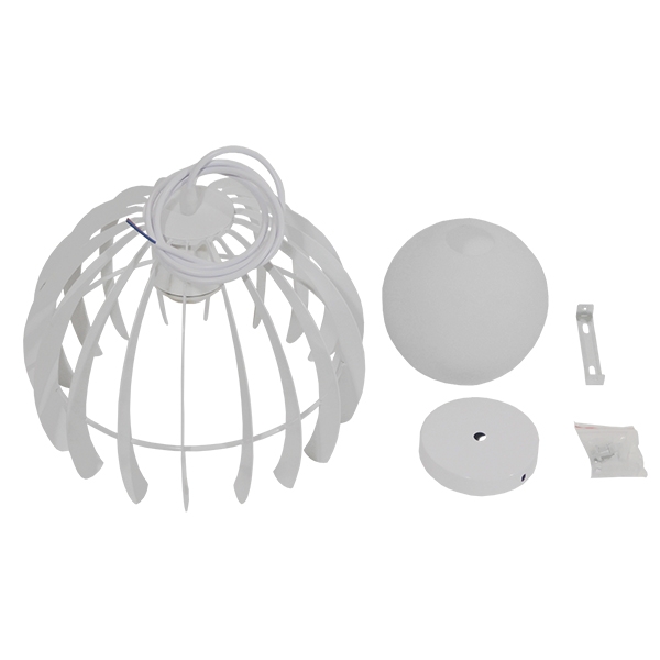 GloboStar® STEPHEN 01225 Μοντέρνο Κρεμαστό Φωτιστικό Οροφής Μονόφωτο Λευκό Μεταλλικό Πλέγμα με Λευκό Γυαλί Φ26 x Y21cm