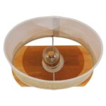 GloboStar® CHIARA 01241 Μοντέρνο Επιτραπέζιο Φωτιστικό Πορτατίφ Μονόφωτο Ξύλινο με Μπέζ Καπέλο Μ24 x Π16 x Υ25cm