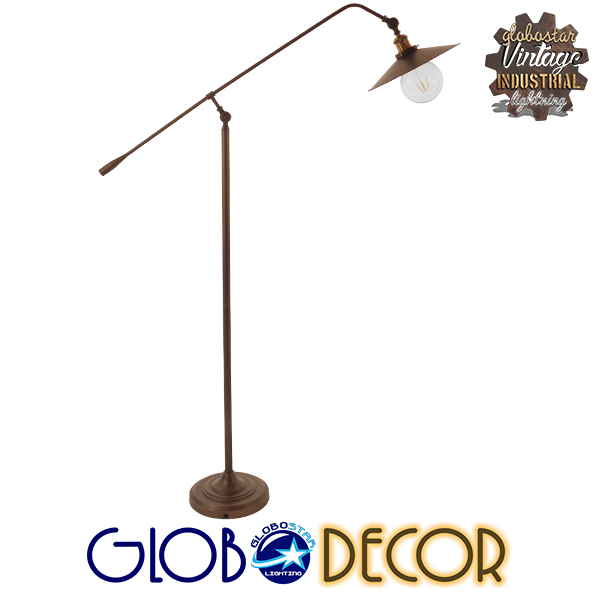 GloboStar® SILENE 01243 Vintage Φωτιστικό Δαπέδου Μονόφωτο 1 x E27 Χάλκινο Μεταλλικό Καμπάνα D30 x H194cm