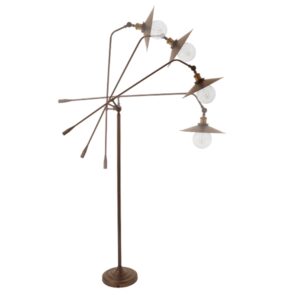 GloboStar® SILENE 01243 Vintage Φωτιστικό Δαπέδου Μονόφωτο 1 x E27 Χάλκινο Μεταλλικό Καμπάνα D30 x H194cm