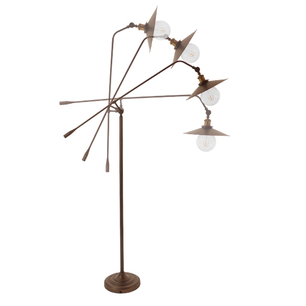 GloboStar® SILENE 01243 Vintage Φωτιστικό Δαπέδου Μονόφωτο 1 x E27 Χάλκινο Μεταλλικό Καμπάνα D30 x H194cm