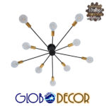GloboStar® OLINDA 01244 Μοντέρνο Industrial Φωτιστικό Οροφής Πολύφωτο Μαύρο Μεταλλικό Φ95 x Y17cm