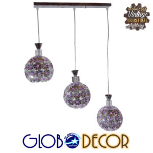 GloboStar® ILLUME 01249 Μοντέρνο Κρεμαστό Φωτιστικό Οροφής Τρίφωτο 3 x E27 Ασημί Μεταλλικό με Κρύσταλλα Μ64 x Π18 x Υ24cm