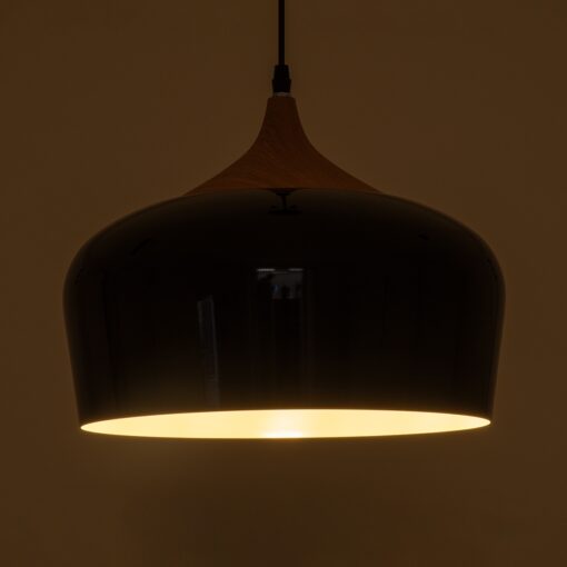 GloboStar® VILI BLACK 01261 Μοντέρνο Κρεμαστό Φωτιστικό Οροφής Μονόφωτο 1 x E27 Μαύρο Μεταλλικό Καμπάνα Φ35 x Y27cm