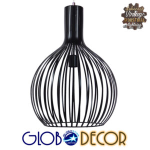 GloboStar® GOBLET DARK 01266 Μοντέρνο Κρεμαστό Φωτιστικό Οροφής Μονόφωτο Μαύρο Μεταλλικό Καμπάνα Φ38 x Y50cm