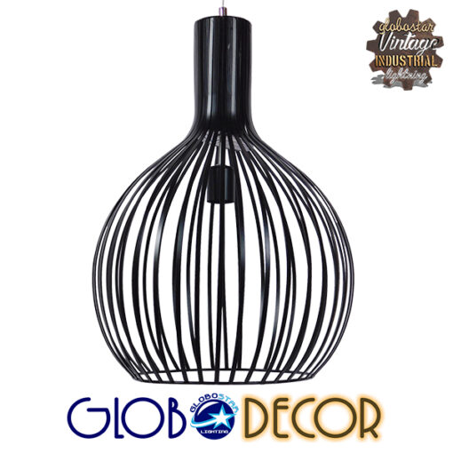 GloboStar® GOBLET DARK 01266 Μοντέρνο Κρεμαστό Φωτιστικό Οροφής Μονόφωτο Μαύρο Μεταλλικό Καμπάνα Φ38 x Y50cm
