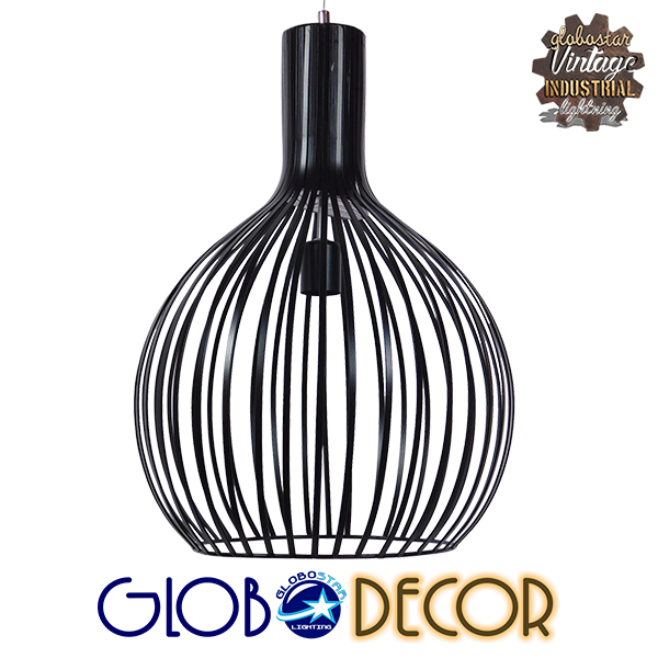 GloboStar® GOBLET DARK 01266 Μοντέρνο Κρεμαστό Φωτιστικό Οροφής Μονόφωτο Μαύρο Μεταλλικό Καμπάνα Φ38 x Y50cm