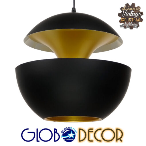 GloboStar® SEVILLE BLACK 01269 Μοντέρνο Κρεμαστό Φωτιστικό Οροφής Μονόφωτο Μαύρο Μεταλλικό Φ35 x Y33cm