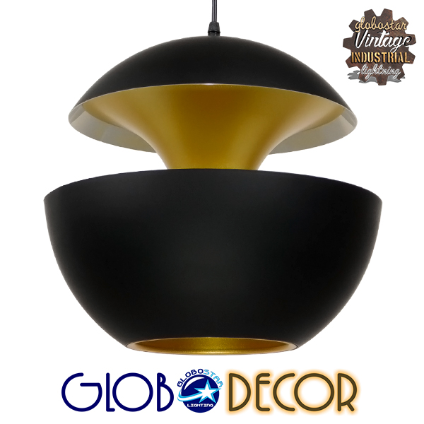 GloboStar® SEVILLE BLACK 01269 Μοντέρνο Κρεμαστό Φωτιστικό Οροφής Μονόφωτο Μαύρο Μεταλλικό Φ35 x Y33cm