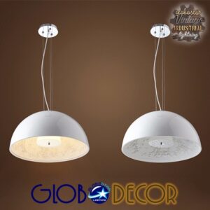 GloboStar® SERENIA WHITE 01271 Μοντέρνο Κρεμαστό Φωτιστικό Οροφής Μονόφωτο Λευκό Γύψινο Καμπάνα Φ60 x Y30cm