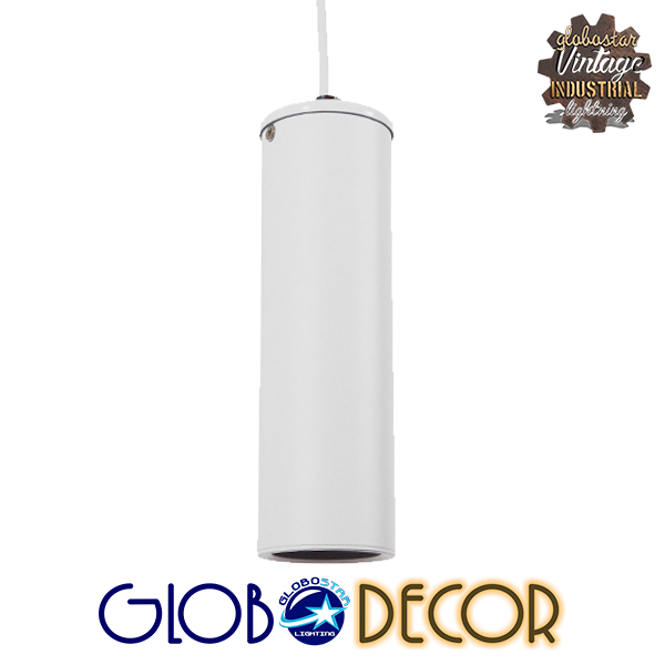 GloboStar® CANNON WHITE 01274 Μοντέρνο Κρεμαστό Φωτιστικό Οροφής Spot Μονόφωτο 1 x GU10 Λευκό Μεταλλικό Φ6 x Y20cm