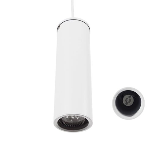 GloboStar® CANNON WHITE 01274 Μοντέρνο Κρεμαστό Φωτιστικό Οροφής Spot Μονόφωτο 1 x GU10 Λευκό Μεταλλικό Φ6 x Y20cm