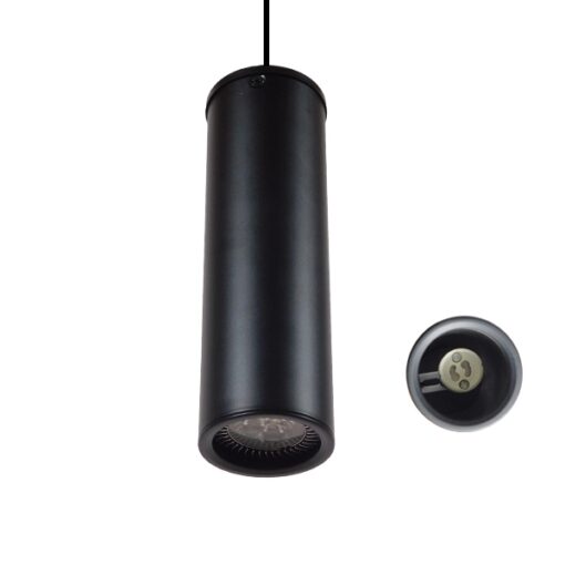 GloboStar® CANNON BLACK 01275 Μοντέρνο Κρεμαστό Φωτιστικό Οροφής Spot Μονόφωτο 1 x GU10 Μαύρο Μεταλλικό Φ6 x 20cm