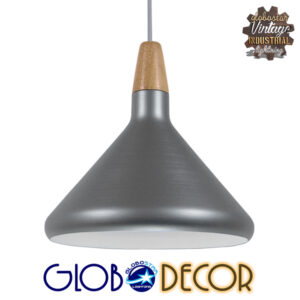 GloboStar® PIROZZI 01277 Μοντέρνο Κρεμαστό Φωτιστικό Οροφής Μονόφωτο Ασημί Μεταλλικό Καμπάνα Φ27 x Y20cm