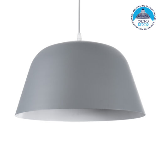 GloboStar® WESTVALE 01282 Μοντέρνο Κρεμαστό Φωτιστικό Οροφής Μονόφωτο 1 x E27 Γκρί  Μεταλλικό Καμπάνα Φ40 x Y24cm