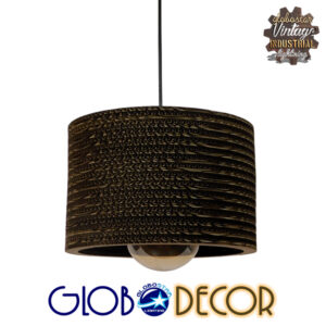 GloboStar® PAROS 01290 Vintage Κρεμαστό Φωτιστικό Οροφής Μονόφωτο 3D από Επεξεργασμένο Σκληρό Καφέ Χαρτόνι Καμπάνα Φ30 x Y20cm