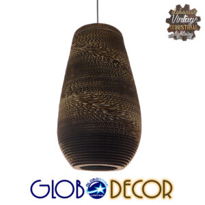 GloboStar® IKARIA 01294 Vintage Κρεμαστό Φωτιστικό Οροφής Μονόφωτο 3D από Επεξεργασμένο Σκληρό Καφέ Χαρτόνι Καμπάνα Φ25 x Y45cm