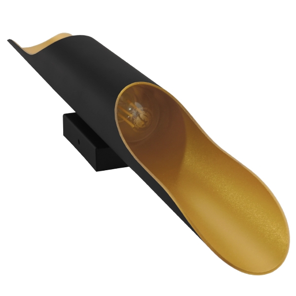 GloboStar® CHARME 01302 Μοντέρνο Φωτιστικό Τοίχου Απλίκα Δίφωτο Μαύρο – Χρυσό Μεταλλικό Φ5.5 x Π8 x Υ60cm