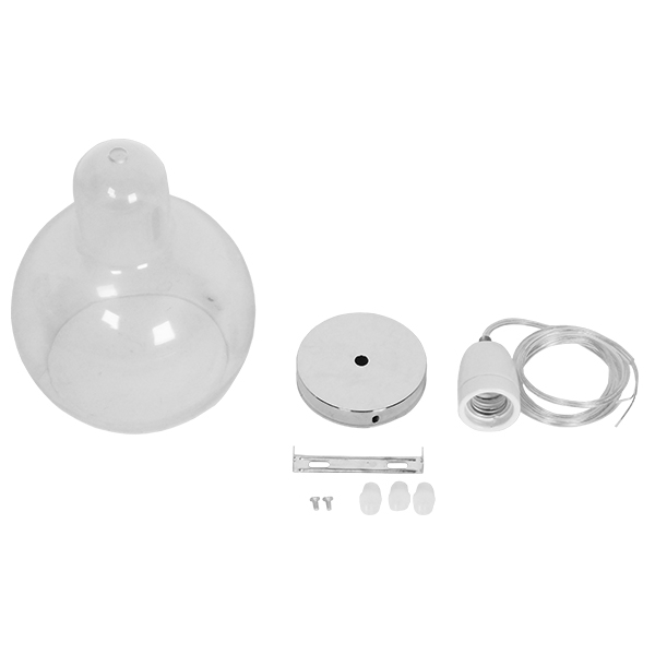 GloboStar® LUCREZIA 01314 Μοντέρνο Κρεμαστό Φωτιστικό Οροφής Μονόφωτο 1 x E27 Γυάλινο Διάφανο Φ18 x Υ23cm