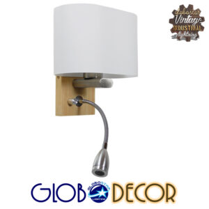 GloboStar® SUTTON 01316 Μοντέρνο Φωτιστικό Τοίχου Απλίκα Δίφωτο Ξύλινο με Λευκό Ματ Γυαλί και Βραχίονα με LED Μ15 x Π20 x Υ22.5cm