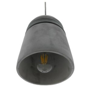 GloboStar® FELINI 01321 Μοντέρνο Industrial Κρεμαστό Φωτιστικό Οροφής Μονόφωτο Γκρι Τσιμέντο Καμπάνα Φ18 x Y26cm
