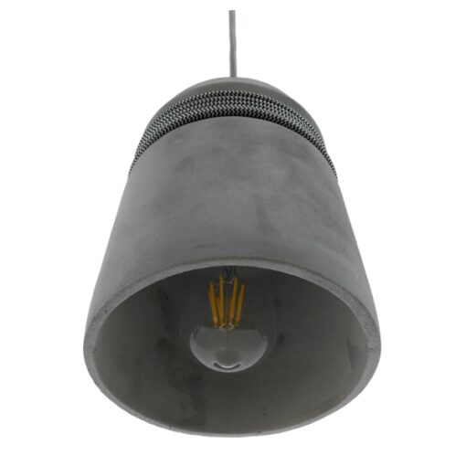 GloboStar® FELINI 01321 Μοντέρνο Industrial Κρεμαστό Φωτιστικό Οροφής Μονόφωτο Γκρι Τσιμέντο Καμπάνα Φ18 x Y26cm
